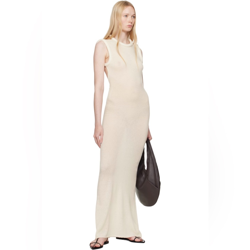 NEW Aya Muse Aura Ivory Cream Silk Wool Cashmere Sleeveless Dress Minimalist LG